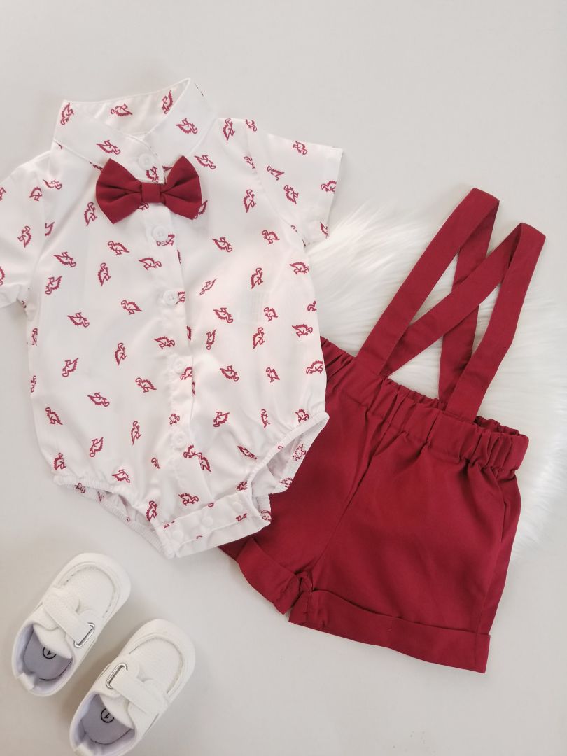 Conjunto short tirantes estampado Dinosaurio