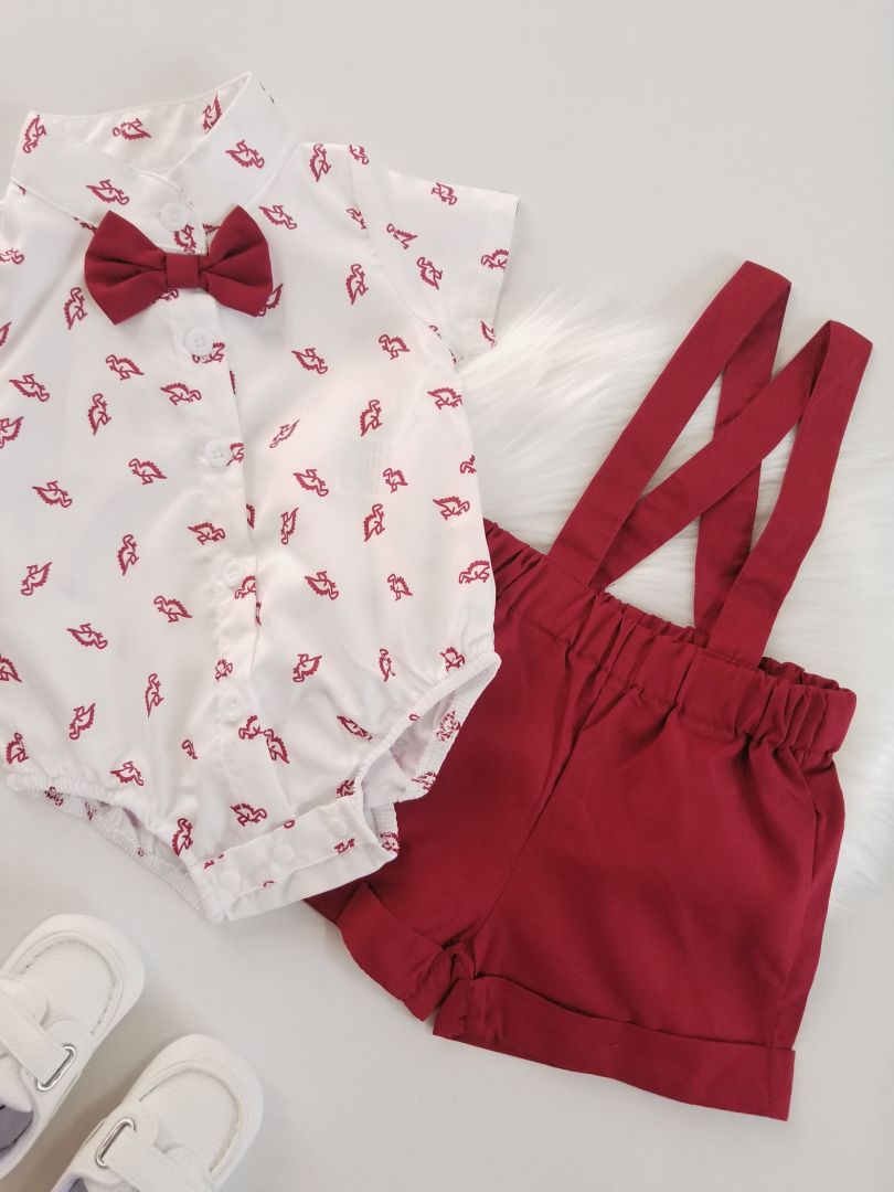 Conjunto short tirantes estampado Dinosaurio