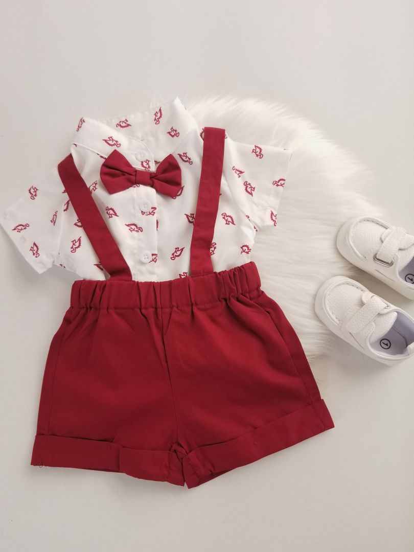 Conjunto short tirantes estampado Dinosaurio