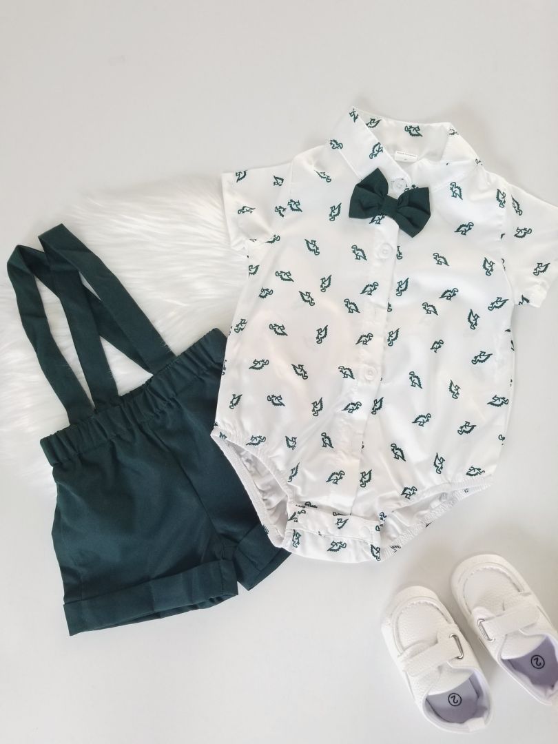 Conjunto short tirantes estampado Dinosaurio