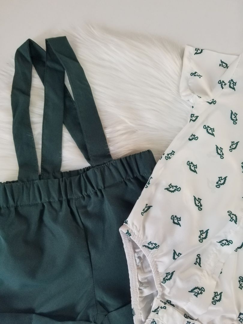 Conjunto short tirantes estampado Dinosaurio