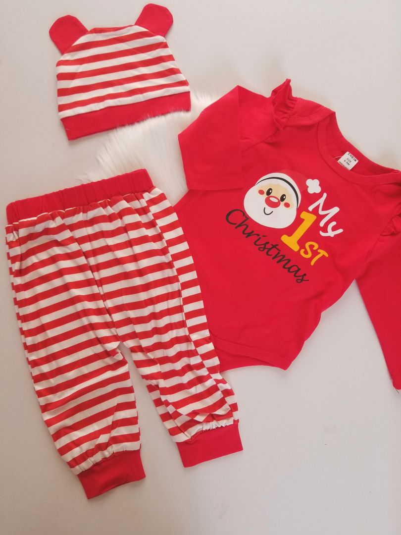 Conjunto de Navidad de rayas