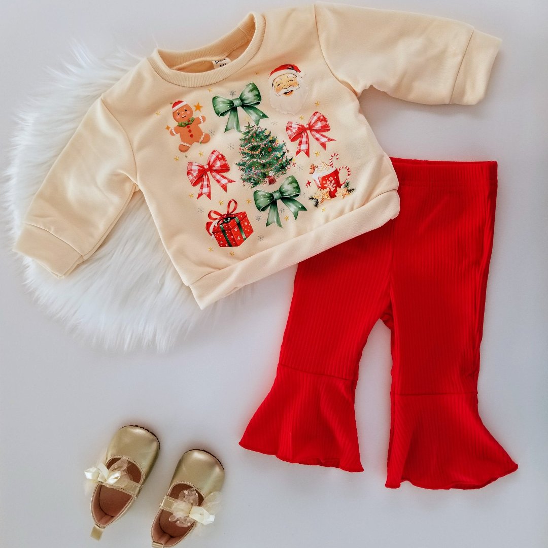 Conjunto navideño con pantalón campana