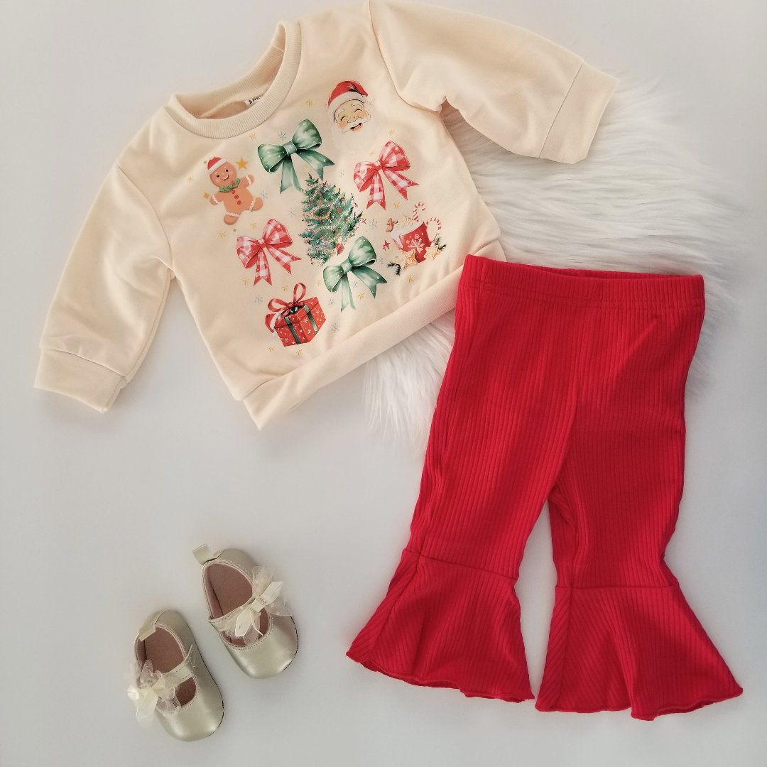 Conjunto navideño con pantalón campana