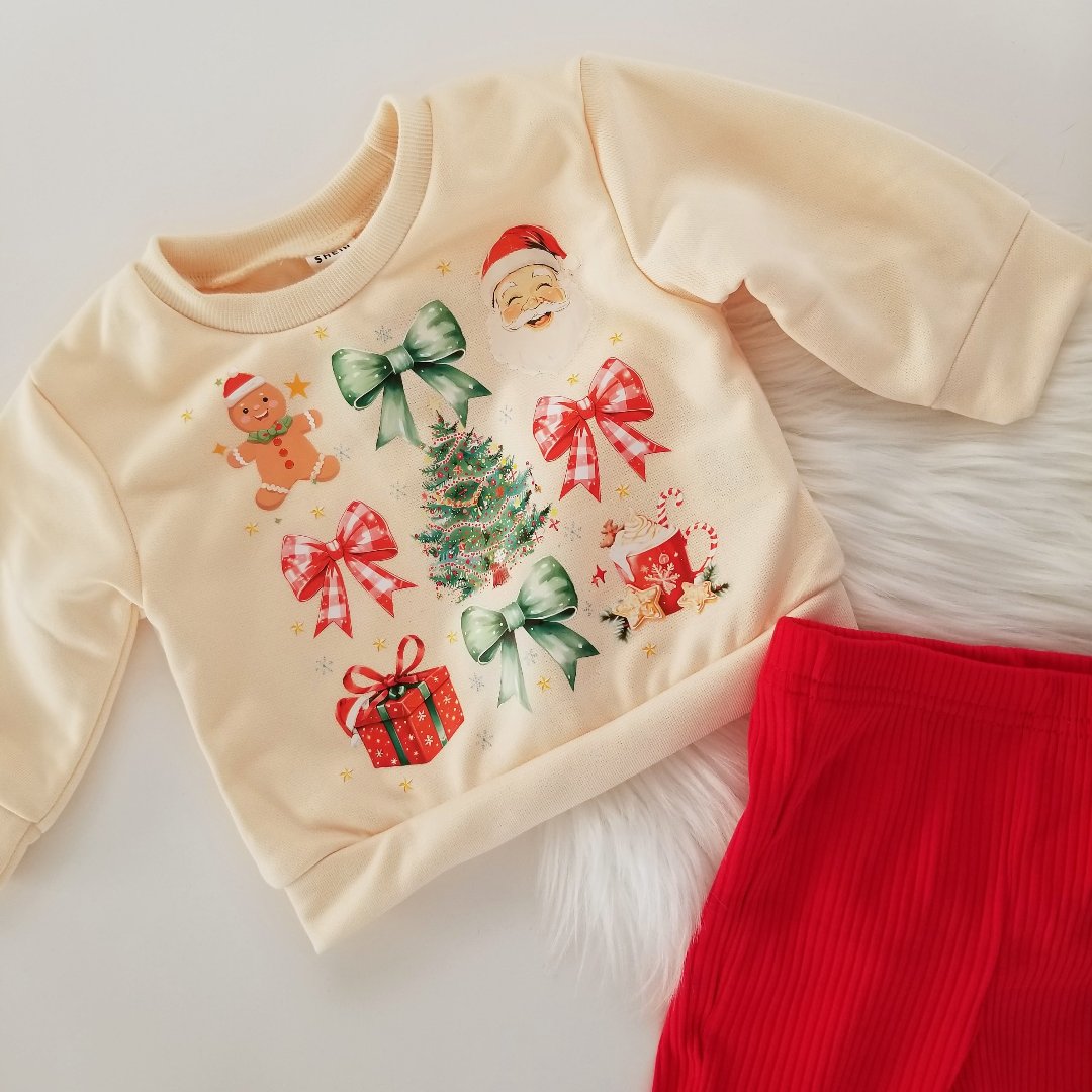 Conjunto navideño con pantalón campana
