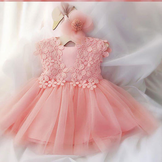 Vestido de tul con Bordado de flores