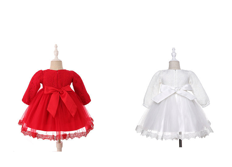 Vestido de fiesta con lazo y encaje