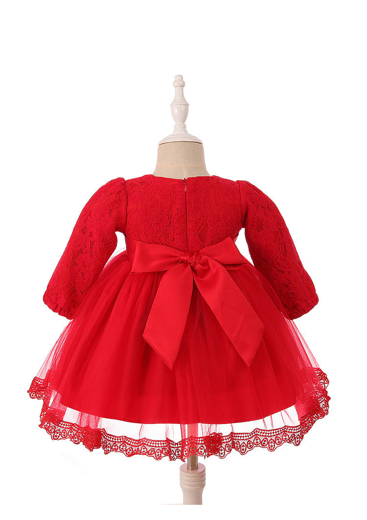 Vestido de fiesta con lazo y encaje
