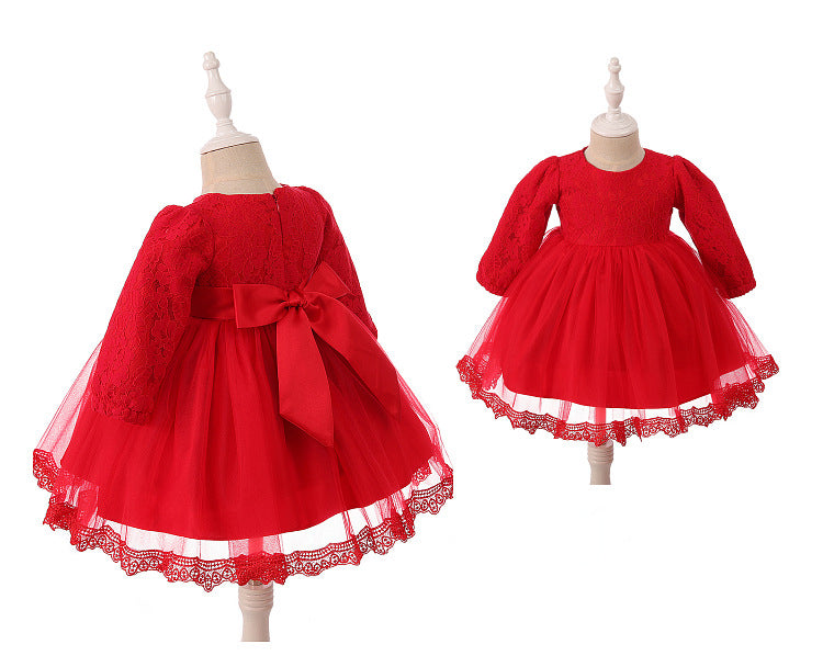 Vestido de fiesta con lazo y encaje