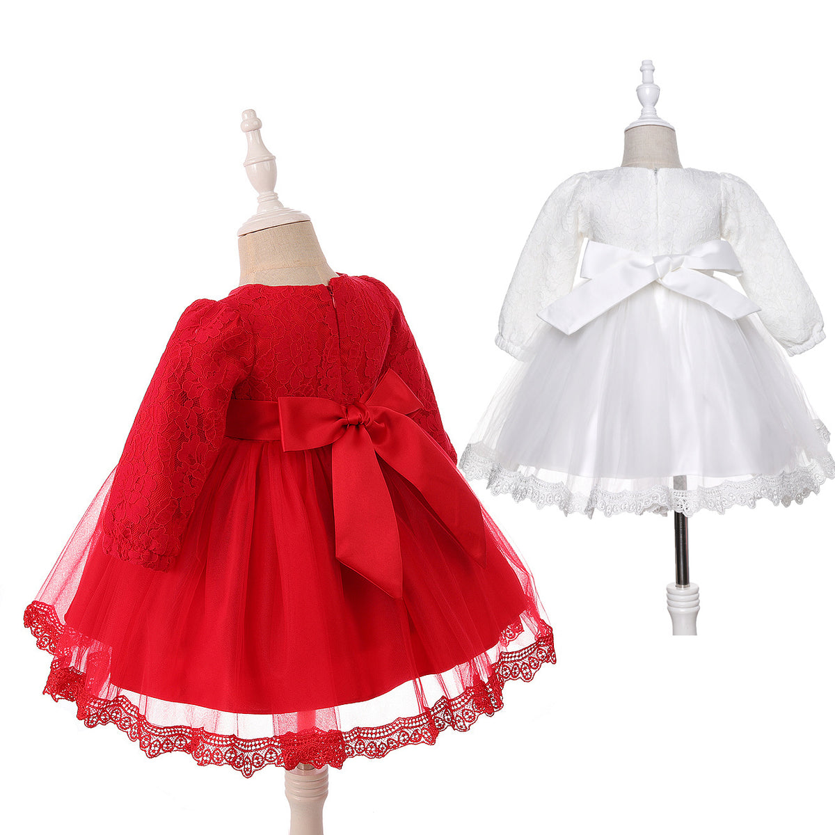 Vestido de fiesta con lazo y encaje