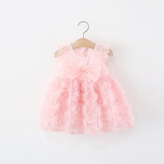 Vestido de tul con volantes y lazo