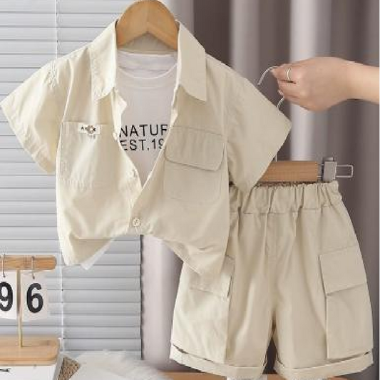 Set 3 piezas camisa beige